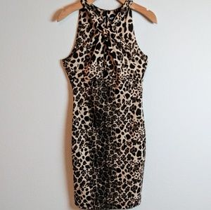 Allen B. Leopard Print Fitted Dress SZ XL